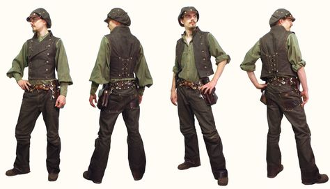 Denim Suit by Marcusstratus on DeviantArt Percy Cosplay, Steampunk Oc, Dieselpunk Fashion, Male Steampunk, Steampunk Man, Viking Shoes, Steampunk Men, Steampunk Fashion Male, Brown Denim