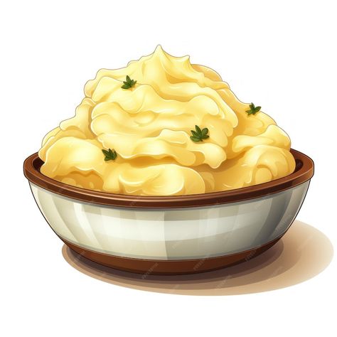 Potato Picture Cartoon, Thanksgiving Food Clipart, Mashed Potatoes Drawing, Thanksgiving Food Drawing, Mashed Potatoes Aesthetic, Thanksgiving Dinner Pictures, Plat Drawing, Cookbook Drawings, Cheese And Potato Pie