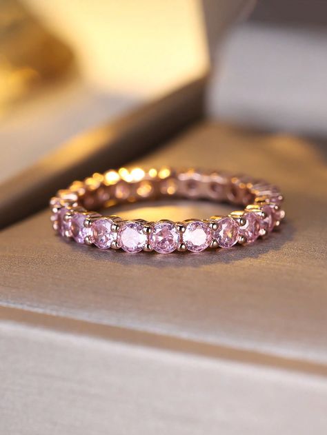 1pc Elegant Shiny Cubic Zirconia Eternity Band Ring, Luxury Bridal Wedding Ring For Women Rose Gold-pink    Copper     Women Fashion Jewelry, size features are:Bust: ,Length: ,Sleeve Length: Wedding Ring For Women, Ring Luxury, Pink Copper, Bridal Wedding Rings, Rose Gold Pink, Eternity Band Ring, Luxury Bridal, Watches Women Fashion, Eternity Band