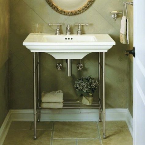 Kohler Memoir Console Sink Art Nouveau Bathroom, Farmhouse Bathrooms, Kohler Memoirs, Console Bathroom Sink, Ada Bathroom, Console Sinks, Bathroom Inspiration Modern, Console Sink, Hall Bathroom