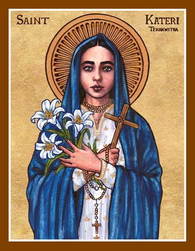 St Kateri, Kateri Tekakwitha, Female Saints, Saint Philomena, St Teresa, Catholic Images, All Saints Day, Ink Watercolor, Religious Images