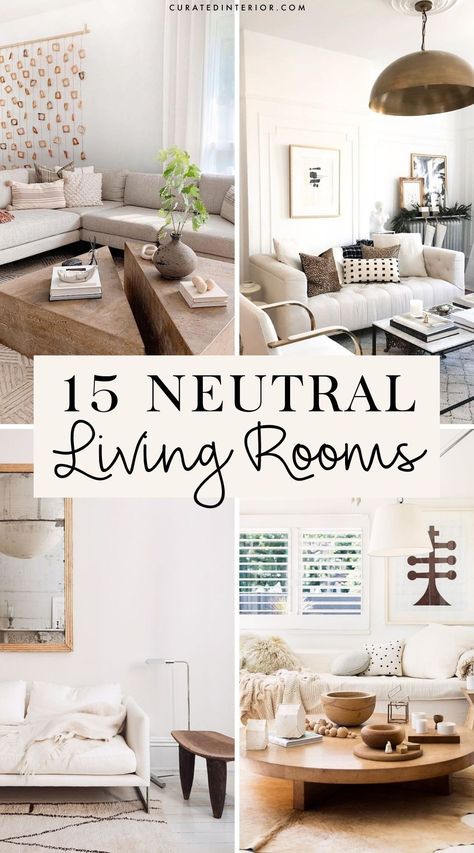 15 Neutral Living Rooms You MUST See if you love warm beige tones in your interior design... #beige #livingrooms Decorating In Neutral Tones, Neutral Sofa Living Room Color Schemes, Nuetral Pallete Living Room With Green, Beige Leather Sofa Living Room, Tan And White Living Room, How To Add Color To A Neutral Room, Neutral Couch Living Room, Cream Sofa Living Room Ideas, Small Neutral Living Room