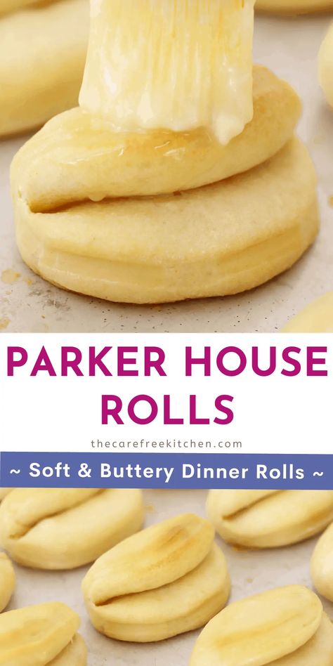 Classic Parker House Rolls are soft and buttery. They're an easy dinner roll recipe everyone loves. They are brushed with butter before and after baking making them even more irresistible. #rolls #dinnerrolls #yeastroll #bread Best Parker House Rolls Recipe, Pull Apart Buns, Easy Dinner Roll, Pull Apart Dinner Rolls, Parker House Rolls Recipe, Healthy Homemade Bread, Bun Recipes, Parker House Rolls, Homemade Rolls