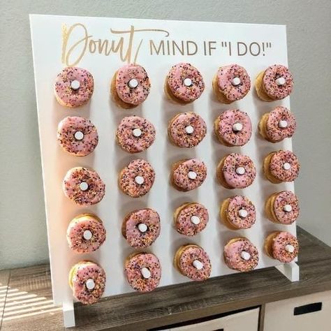 Donut Wall Wedding, Bridal Shower Inspo, Wedding Donuts, Donut Bar, Bridal Shower Planning, Donut Wall, Bridal Bachelorette Party, Bridal Shower Brunch, Bachelorette Party Games