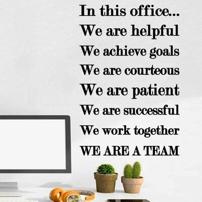 Winston Porter In This Office We Are Helpful Business Wall Quotes Decal Office Quotes Wall, Stairway Decorating, Bible Wall Decals, Family Wall Decals, Bible Verse Wall Decals, Floral Wall Decals, Star Wall Decals, Office Quotes, Prayer Wall