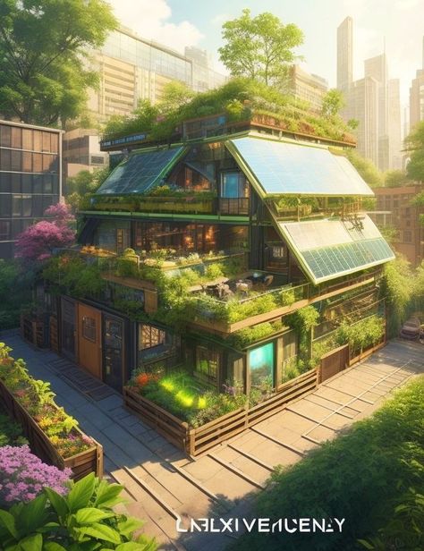 Low Tech Architecture, Solarpunk House Concept Art, Solar Punk Room, Solarpunk Building, Eco Village Design, Solarpunk Concept Art, Solar Punk Minecraft, Solar Punk House, Solar Punk Architecture