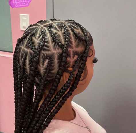 Heart parts box braids Hairstyle Ideas For Black Women, Braid Inspiration, Hairstyles Pictures, Big Box Braids Hairstyles, Colourful Hair, Feed In Braids Hairstyles, Cute Braided Hairstyles, Hairstyle Inspo, Braids Hairstyles Pictures