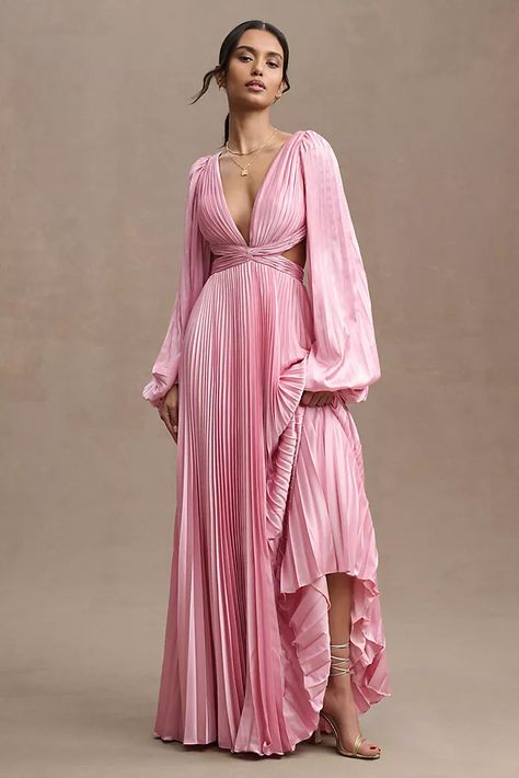 Black Tie Dresses for Wedding Guests | Anthropologie Flowing Sleeves, Cutout Gown, Look Rose, Mac Duggal Dresses, Black Tie Dress, Wedding Guest Outfit Summer, Mac Duggal, A Line Gown, Wedding Guest Outfit