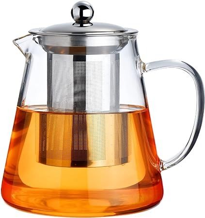 Amazon.com | PARACITY Glass Teapot Stovetop 18.6 OZ, Borosilicate Clear Tea Kettle with Removable 18/8 Stainless Steel Infuser, Teapot Blooming and Loose Leaf Tea Maker Tea Brewer for Camping, Travel (550ML): Teapots Glass Tea Pot, Glass Tea Kettle, Tea Brewer, Coffee Server, Tea Maker, Glass Teapot, Fruit Tea, Water Pitchers, Loose Tea