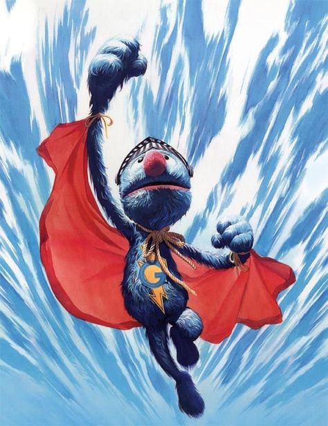 Super Grover : Alex Ross Thor Characters, Super Grover, Fraggle Rock, Alex Ross, Jim Henson, Comic Book Artists, Marvel Art, Comic Artist, Comic Books Art