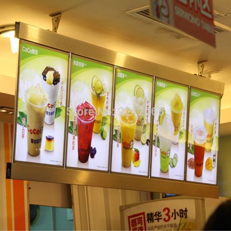 Price Signage, Juice Bar Interior, Led Poster, Card Advertising, Street Food Business, Menu Board Design, Juice Menu, Juice Bar Design, Menu Display