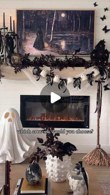 Stephanie Hanna on Instagram: "Looks like art but it’s a TV! The Samsung Frame TV is forever one of my favorite things in our home. I love displaying different artwork for each season. Now tell me which piece would you choose?   🖤Save & Share this with a Halloween loving friend!   🖤Shop these digital art pieces and the mantel decor on my @shop.ltk Linked in my profile! . . #frametv #halloweenmantel #diyhomedecor #diyhalloween #samsung #halloweeninspo" Halloween Mantle, Halloween Mantel, Like Art, Halloween Inspo, Mantel Decor, Samsung Frame Tv, Samsung Frame, A Tv, Frame Tv