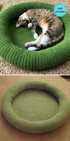 Pet Bed Pattern, Cat Bed Pattern, Katt Diy, Kat Haken, Crochet Cat Bed, Chat Diy, Katt Grejer, Knitting Board, Crochet Pet