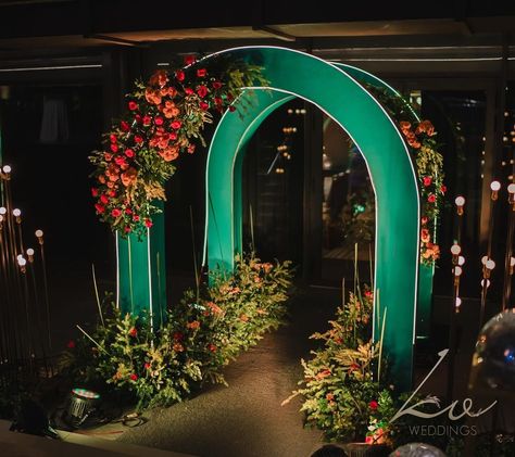 KV Designs & Decor (@kvdecorgoa) • Instagram photos and videos Wedding Entrance Arch Design, Sangeet Backdrop, 15 Decorations, Couple Seating, Red Indian Wedding, Wedding Entry, Indian Wedding Stage, Events Decorations, Gate Entrance