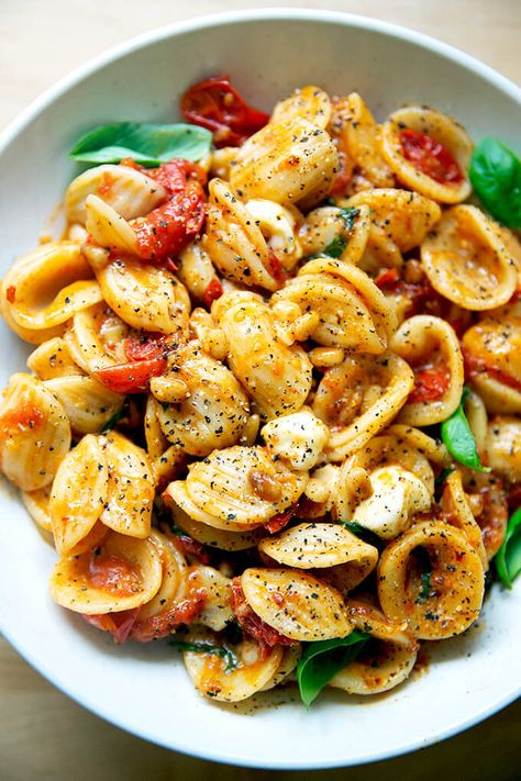 Pasta with Simple Cherry Tomato Sauce | Alexandra's Kitchen Summer Pasta Recipes, Cherry Tomato Sauce, Orecchiette Pasta, Cherry Tomato Pasta, Italian Sauce, Delicious Pasta, Juicy Tomatoes, Cherry Tomato, Tomato Pasta