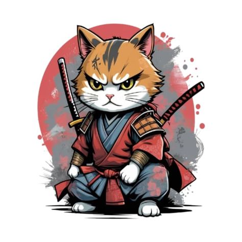 Check out this awesome 'Japanese+Samurai+ninja+Cat' design on @TeePublic! Samurai Ninja, Ninja Cats, Japanese Samurai, Cat Merchandise, Halloween Movies, Music Humor, Kids Stickers, Cat T, Character Designs