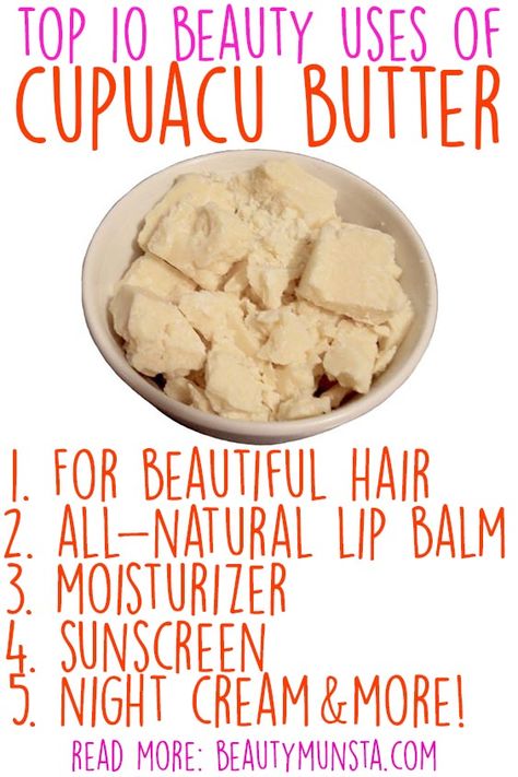 Top 10 Beauty Benefits Cupuacu Butter For Hair, Skin & More - beautymunsta - free natural beauty hacks & more! Natural Beauty Hacks, Cleopatra Beauty Secrets, Beauty Hacks Eyelashes, Natural Beauty Secrets, Diy Body Butter, Natural Beauty Remedies, Cupuacu Butter, Essential Oils For Skin, Anti Aging Face Cream