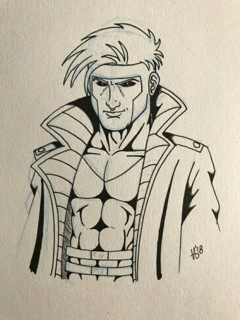 #gambit#xmen#2018 Gambit Drawing, Xmen Drawing, Gambit Xmen, The Gambit, Summer Drawings, Anime Lineart, Marvel Characters Art, Marker Art, Xmen