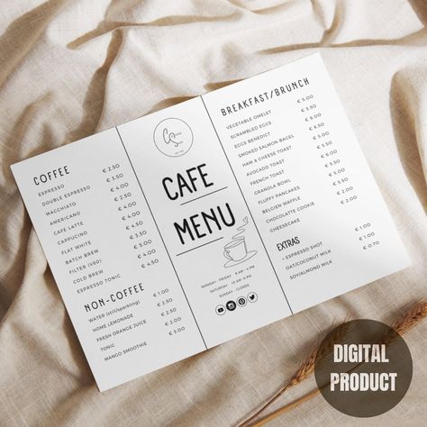 Opening a coffee shop or revamping your existing menu? Look no further! This editable digital coffee shop menu template is the perfect solution to create a professional and eye-catching menu in no time. What you'll get: A sleek and editable coffee menu template in Canva. User-friendly design with customizable text and images. Editable sections for coffee drinks and prices. Why choose this template: Save time and money on professional design. Easily update your menu as needed. Create a consistent Coffee Menu Template, Menu Design Layout, Bagel Cafe, Coffee Menu Design, Smoked Salmon Bagel, Cafe Business, Cafe Menu Design, Café Design, Opening A Coffee Shop