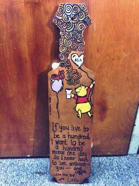 Back of sorority paddle alpha sigma alpha Winnie the Pooh Theta Crafts, Phi Sigma Pi, Sigma Lambda Gamma, Paddle Ideas, Greek Paddles, Alpha Phi Omega, Sorority Paddles, Phi Sigma Sigma, Alpha Sigma Tau