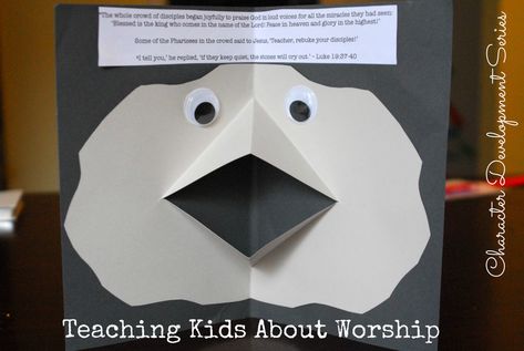 This week in my character development series I am teaching kids about worship. As I was thinking about worship, I thought about the verse where Jesus said that if he had to hush his followers, even the rocks would cry out. Let us visit that passage now. “The whole crowd of disciples began joyfully to praise God in loud voices for all the miracles they had seen: ‘Blessed is… <a href="http://meaningfulmama.com/2013/10/teaching-kids-worship.html">{Read More}</a> Worship Crafts For Kids, Worship Craft, Kids Praise Songs, Church Games, Creator Of The Universe, Healing Heart Quotes, Jesus Said, Church Crafts, Bible Lessons For Kids