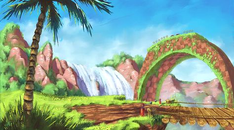 Green Hill Zone on Behance Green Hill Zone Wallpaper, Sky Moodboard, Sonic Background, Sonic Room, Green Hill Zone, Sonic Anime, Sonic Wallpaper, Sonic Pictures, Pixel Planet