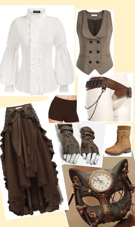 Stream Punk Costumes, Steam Punk Outfits Modern, Stream Punk Fashion, Steam Punk Ideas, Steampunk Plus Size Women, Steampunk Spidersona, Modern Steampunk Fashion Casual, Steampunk Casual Outfits, Steam Punk Costume Ideas