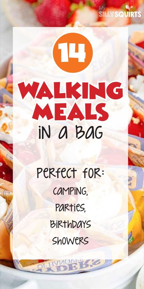 Ideas for walking meals in a bag Meal In A Bag, Meals In A Bag, Camping Food Packing, Birthday Party Meals, Ideas For Meals, Walking Tacos Recipe, Taco In A Bag, Concession Stand Food, Tin Foil Dinners