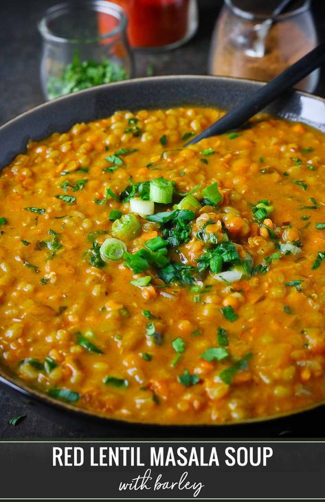 Pink Lentils Recipes, Lentil Masala, Soup With Barley, Indian Lentil Soup, Red Lentil Recipes, Red Lentil Soup Recipe, Moms Recipes, Indian Soup, Jaguar Animal