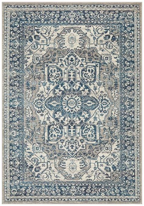 Statement Rugs, Statement Rug, Rugs Australia, Ancient Goddesses, Blue Floor, Persian Motifs, Fade Styles, Blue Grey Rug, Cheap Rugs