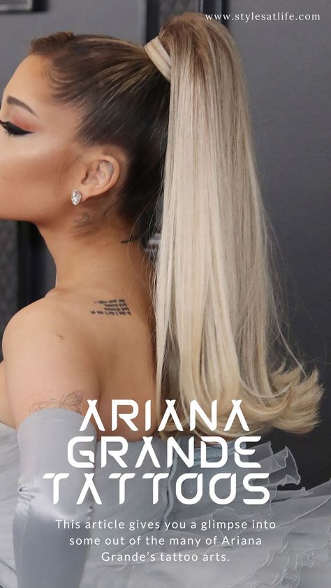 Ariana Grande Tattoos Ariana Grande Ear Tattoo, Ariana Grande Back Tattoo, Just Keep Breathing Tattoo Ariana, Actor Tattoo Ideas, Singer Tattoo Ideas, Ariana Grande Inspired Tattoos, Ariana Grande Tattoos Inspired, Ariana Tattoos, Ariana Grande Tattoo Ideas