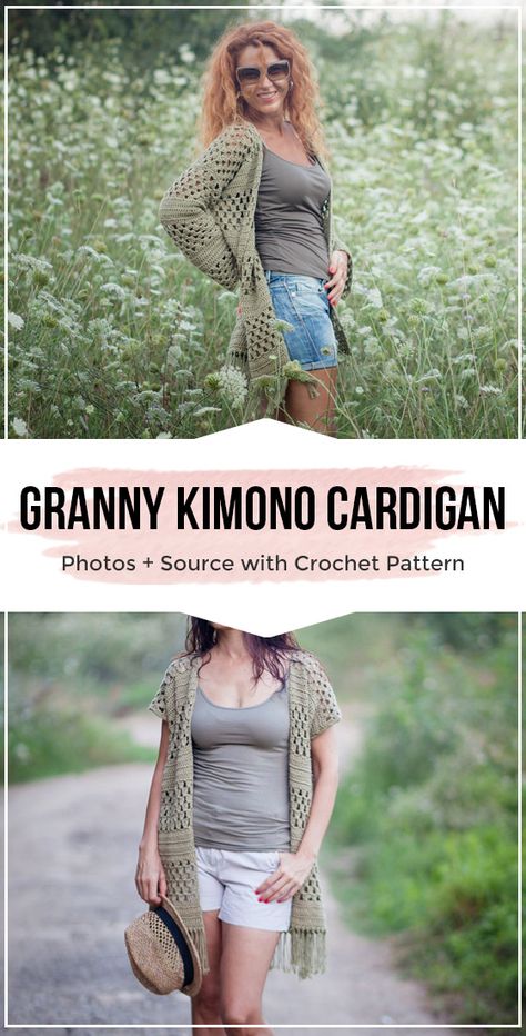 crochet Granny Stripes Kimono Cardigan free pattern #crochet #freecrochetpattern #Cardigan  via @shareapattern.com Funny Granny, Crochet Kimono Pattern, Cardigan Free Pattern, Crochet Kimono, Gilet Crochet, Crochet Cardigan Sweater, Crochet Tops Free Patterns, Kimono Pattern, Clothing Patterns Free