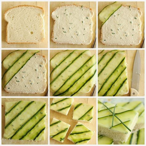 Diy Sandwich, Cucumber Tea, Bridgerton Theme, Cucumber Tea Sandwiches, Resepi Roti, Tea Party Sandwiches, Tea Sandwiches Recipes, Tea Boxes, English Tea Party