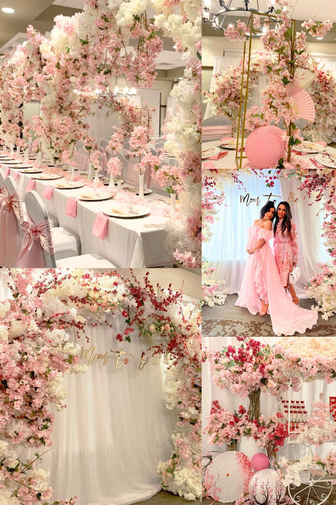 Japanese Cherry Blossom Quinceanera, Floral Debut Theme Simple, Sweet 16 Cherry Blossom Theme, Cherry Blossom Baptismal Theme, Cherry Blossom Table Setting, Cherry Blossom Quinceanera Theme Decorations, Sakura Themed Wedding, Japanese Cherry Blossom Wedding Theme, Cherry Blossom Sweet 16 Party Ideas