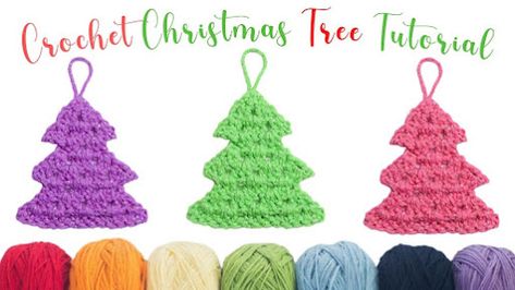 Crochet A Christmas Tree, Crochet Trees, Crochet Kindness, Xmas Crochet, Christmas Tree Tutorial, Flat Christmas Tree, Crochet Christmas Tree, Crochet Holiday, Tree Tutorial