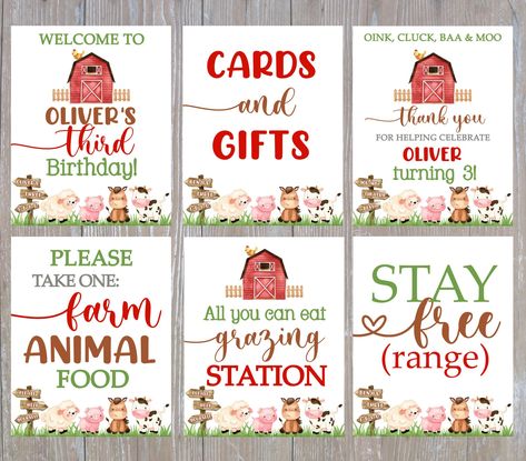 Editable Farm Party Signs, Three I-E-I-O, Farmer Birthday Signs, Farm Birthday Poster, 3rd Birthday Poster, Oink Cluck Baa Moo, 8x10 Farm Party Signs, Farmer Birthday, Candy Buffet Signs, Birthday Signs, Farm Themed Birthday Party, Farm Party, Farm Birthday, Farm Theme, Birthday Poster