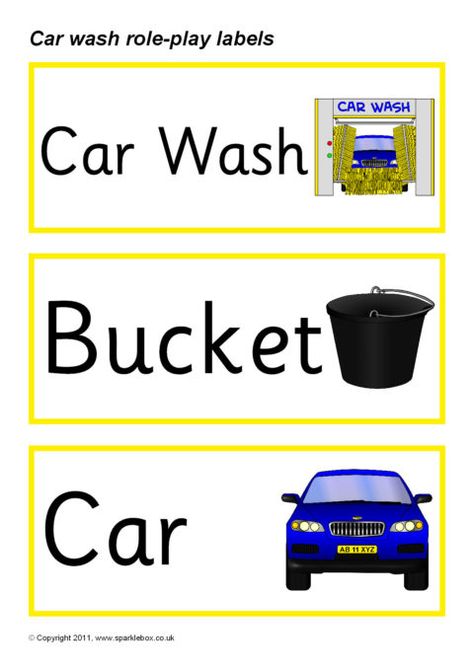 Car Wash Role-Play Pack (SB3852) - SparkleBox Transport Craft, Curriculum Director, Water Unit, Eyfs Ideas, Dramatic Play Printables, Curriculum Lesson Plans, Role Play Areas, People Who Help Us, Summer Camp Activities