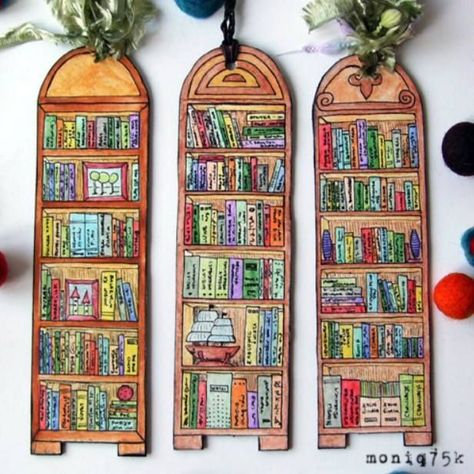 Handmade Bookmarks Diy, Penanda Buku, Book Crafts Diy, Desain Quilling, Creative Bookmarks, Bookmark Craft, Watercolor Bookmarks, Diy Bookmarks, Book Markers