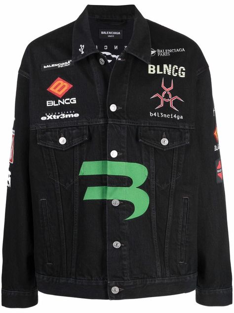 Balenciaga Gamer Denim Jacket - Farfetch Racer Jackets, Designer Denim Jacket, Balenciaga Jacket, Balenciaga Clothing, Burberry T Shirt, Oversized Jean Jacket, Balenciaga Black, Designer Denim, Guys Clothing Styles