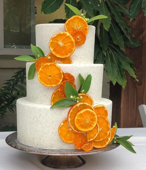 Cake With Oranges Decoration, Orange Theme Cake Ideas, Oranges Party Decor, Lil Cutie Cake, Wedding Cake With Orange Slices, Bridal Shower Themes Orange, Orange Bridal Shower Cake, Cutie On The Way Cake, Citrus Cake Decoration