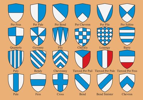 Heraldic Shield Shapes Shield Shapes, Shield Designs, Heraldry Design, Knight Shield, Medieval Shields, Family Shield, Dragon Birthday, Shield Design, Treasure Box