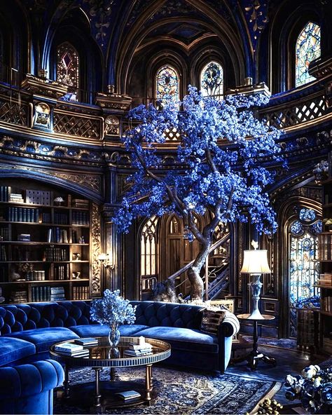 Ravenclaw Interior Design, Luxury Witch Aesthetic, Royal Academia Aesthetic, Ravenclaw Room, Hogwarts Interior, Hogwarts Ravenclaw, Ravenclaw Common Room, Starry Ceiling, Victorian Room