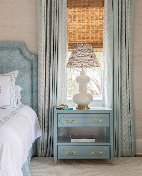 Beachy Bedroom, Oval Room Blue, Schumacher Fabric, Blue Curtains, Beautiful Bedrooms, Dresser As Nightstand, Of Wallpaper, Soft Colors, Bedroom Inspirations