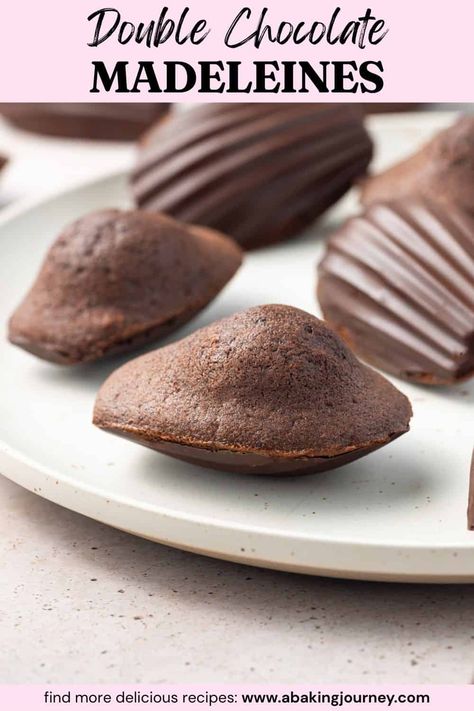 These light and fluffy chocolate madeleines coated with dark chocolate shell are incredibly easy to make. They are perfect as a delicious afternoon tea snack or made for a special occasion. Chocolate Madeleines, Cornflake Cake, Cookie Photography, Lemon Raspberry Muffins, French Foods, Madeleine Recipe, Baked Custard, Raspberry Muffins, Lunchbox Treats