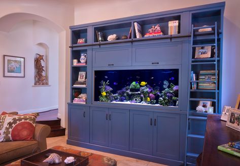 Aquarium Cabinet Ideas, Wall Aquarium Living Rooms, Aquarium Mural, Fish Tank Cabinets, Copper Sulphate, Fish Tank Wall, Aquarium Cabinet, Custom Aquarium, Wall Aquarium