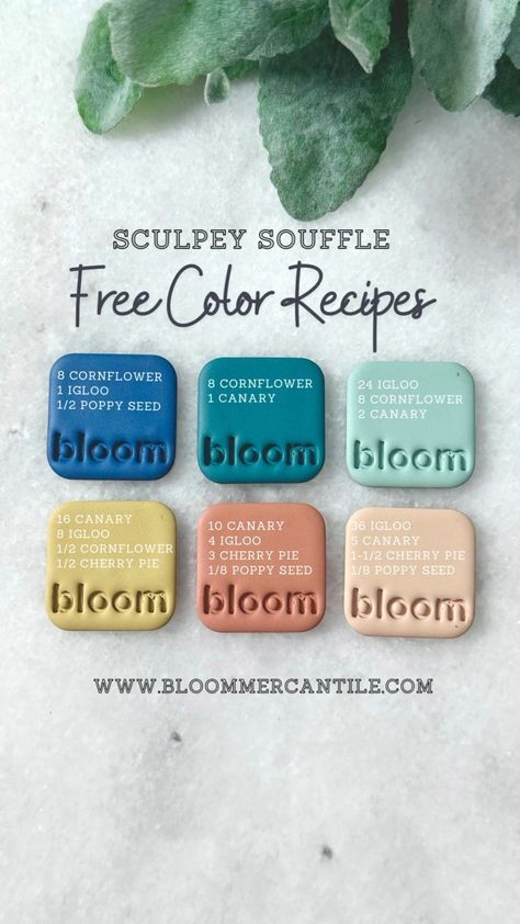 Bloom Mercantile ✿ Polymer Clay Supplies | It’s taken me so long to get around to creating the recipe pdfs for this palette I decided to go ahead and post it as a free collection 😍… | Instagram Coloring Polymer Clay, Polymer Clay Colour Recipes, Sculpey Clay Color Recipes, Polymer Clay Recipes, Polymer Clay Color Recipes, Clay Recipes, Color Recipe, Polymer Clay Recipe, Mixing Colours