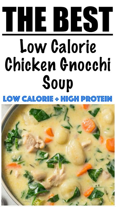 Healthy Chicken Gnocchi Soup Recipe Chicken Nochi Soup, Healthy Chicken Gnocchi Soup, Healthy Chicken Gnocchi, Chicken Gnocchi Soup Crockpot, Gnocchi Recipes Healthy, Protein Soup Recipes, Low Calorie Soup Recipe, Chicken And Gnocchi, Chicken Soup Crockpot