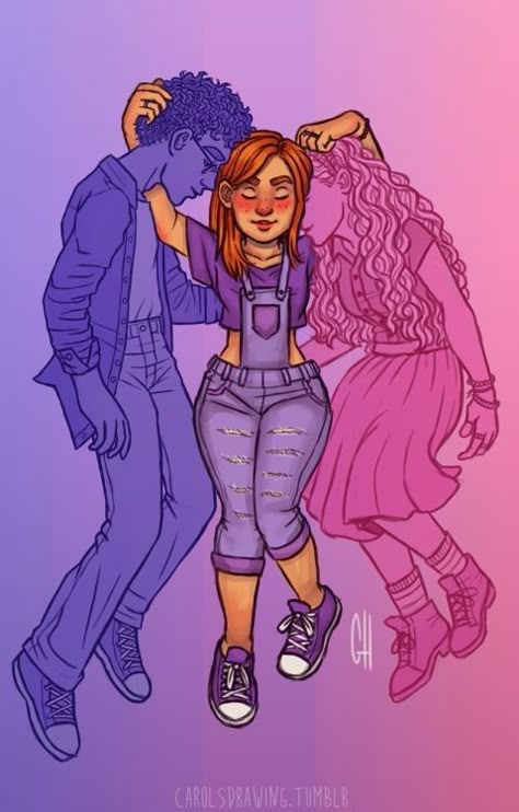 Lgtbq Artwork, Polyamorous Character Art, Bi Art, Bisexual Wallpaper Iphone Aesthetic, Harry Potter Universe, Lgbtq Quotes, Drawing Photo, Bisexual Flag, Lesbian Art