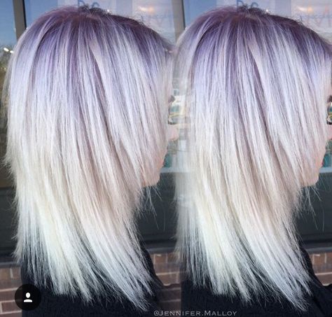 Purple root Lilac Roots Blonde Hair, Lavender Shadow Root, Lavender Roots Blonde Hair, Colored Shadow Root, Purple Shadow Root Blonde, Purple Roots Blonde Hair, Blonde Hair Purple Roots, Purple Shadow Root, Grey Hair With Purple Highlights