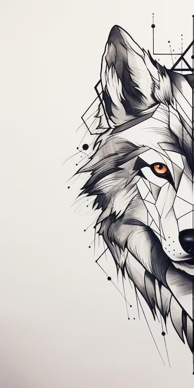 Wolf Spirit Animal Art, Realistic Wolf Tattoo Design, Minimal Line Art Tattoo, Wolf Line Art, Mandala Wolf, Geometric Wolf Tattoo, Floral Mandala Tattoo, Mandala Tattoo Sleeve, Wanderlust Tattoo